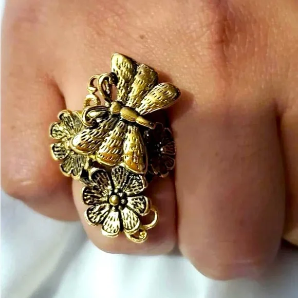 NEW Floral Butterfly Ring Sz 9 - Picture 4 of 10
